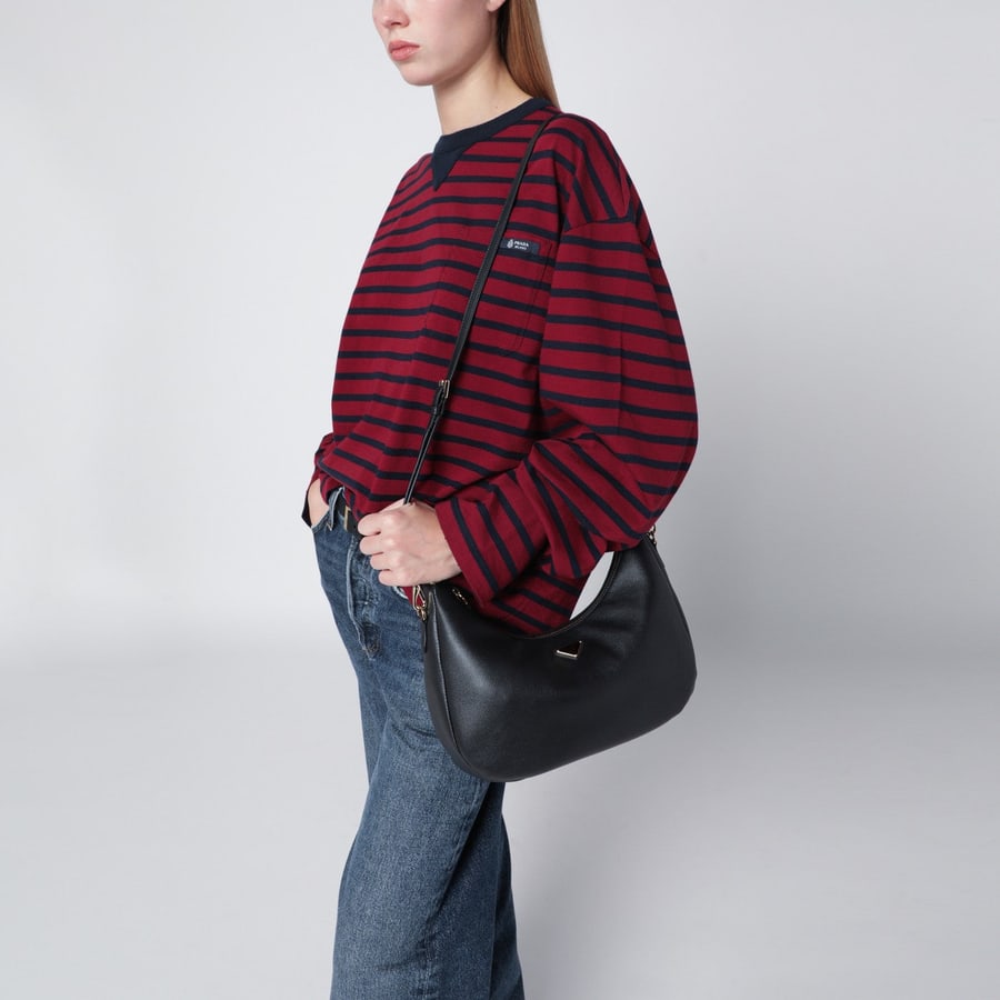 Prada Borsa a spalla nera in pelle, view 2