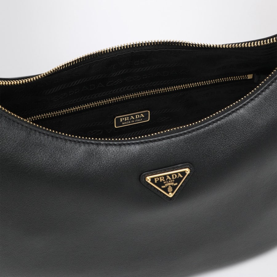 Prada Borsa a spalla nera in pelle, view 5