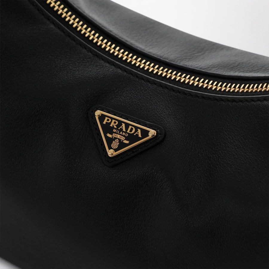 Prada Borsa a spalla nera in pelle, view 6