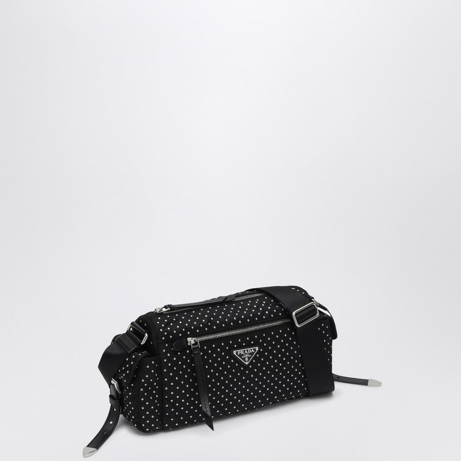 Prada Sacca in Re-Nylon nera con borchie, view 3