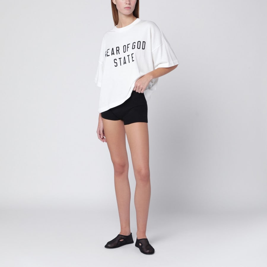 Fear of God Essentials Culotte nera in tessuto Waffle stretch, view 2