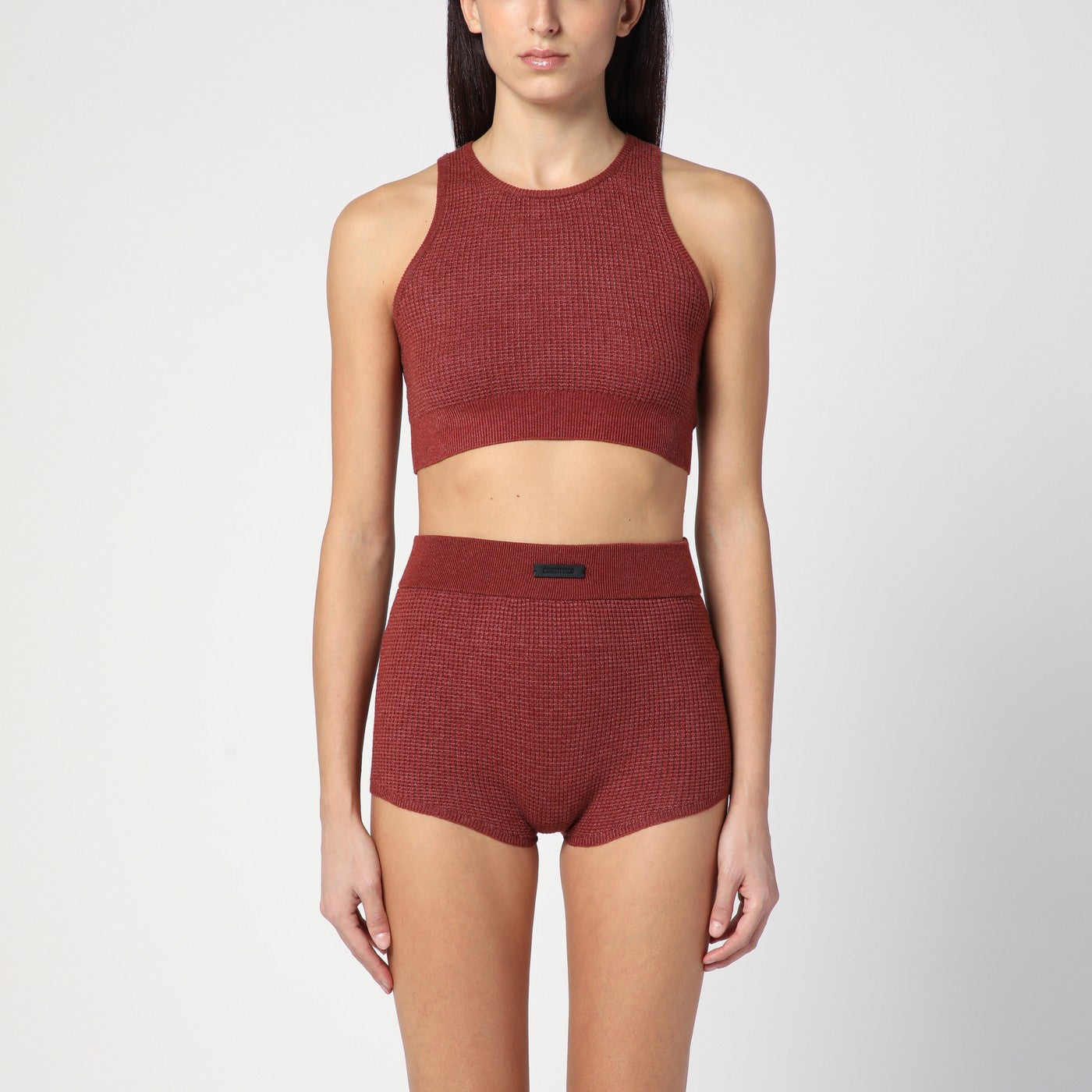 Fear of God Essentials Canotta sportiva bordeaux in nido d'ape