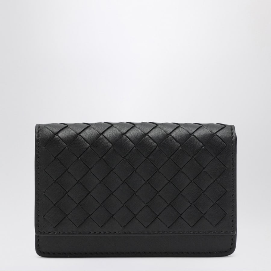 Bottega Veneta Portafoglio continental piccolo nero in Intrecciato