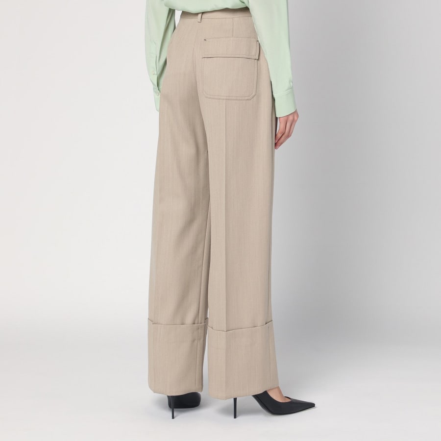 Victoria Beckham Pantalone ampio color mandarla in lana, view 4