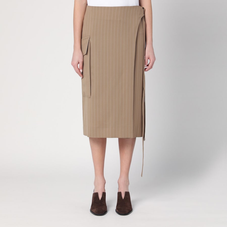 Victoria Beckham Gonna a portafoglio color sabbia gessata