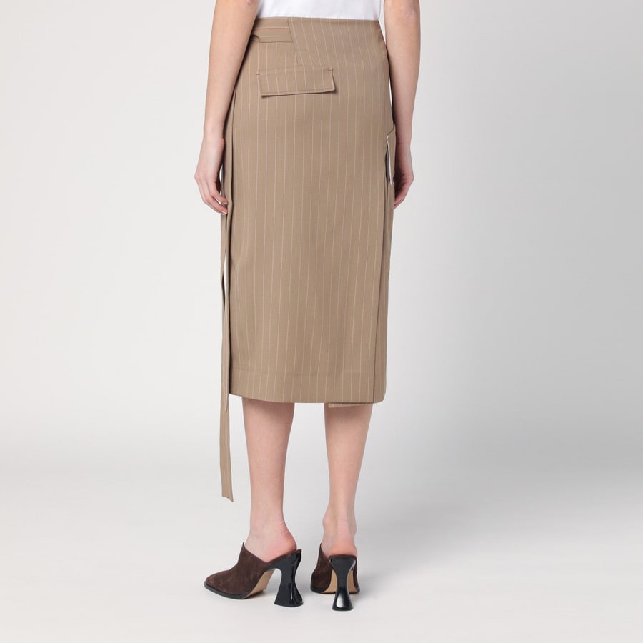 Victoria Beckham Gonna a portafoglio color sabbia gessata, view 4