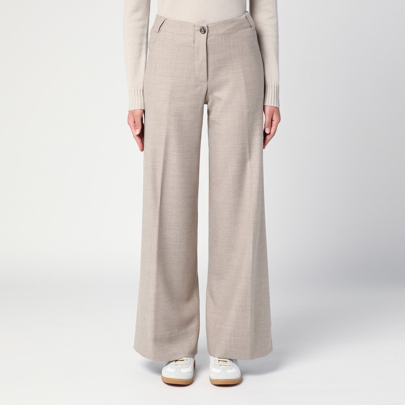 QUELLEDUE Pantalone grigio mélange in lana
