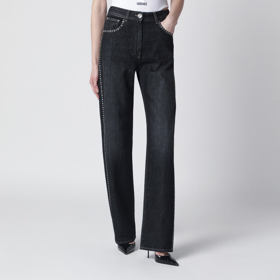 Versace Jeans nero con borchie e cristalli