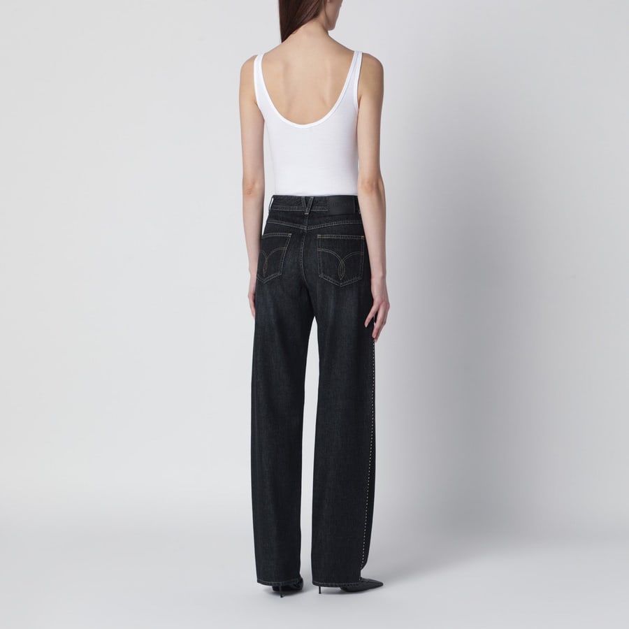 Versace Jeans nero con borchie e cristalli, view 4