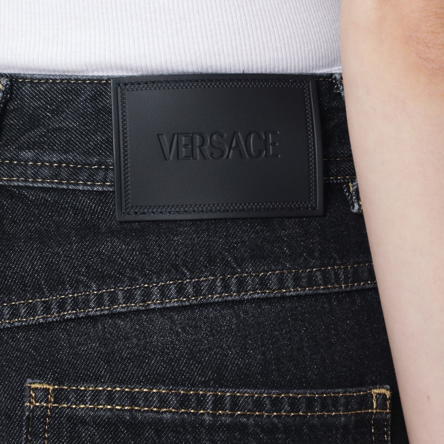 Versace Jeans nero con borchie e cristalli, view 5