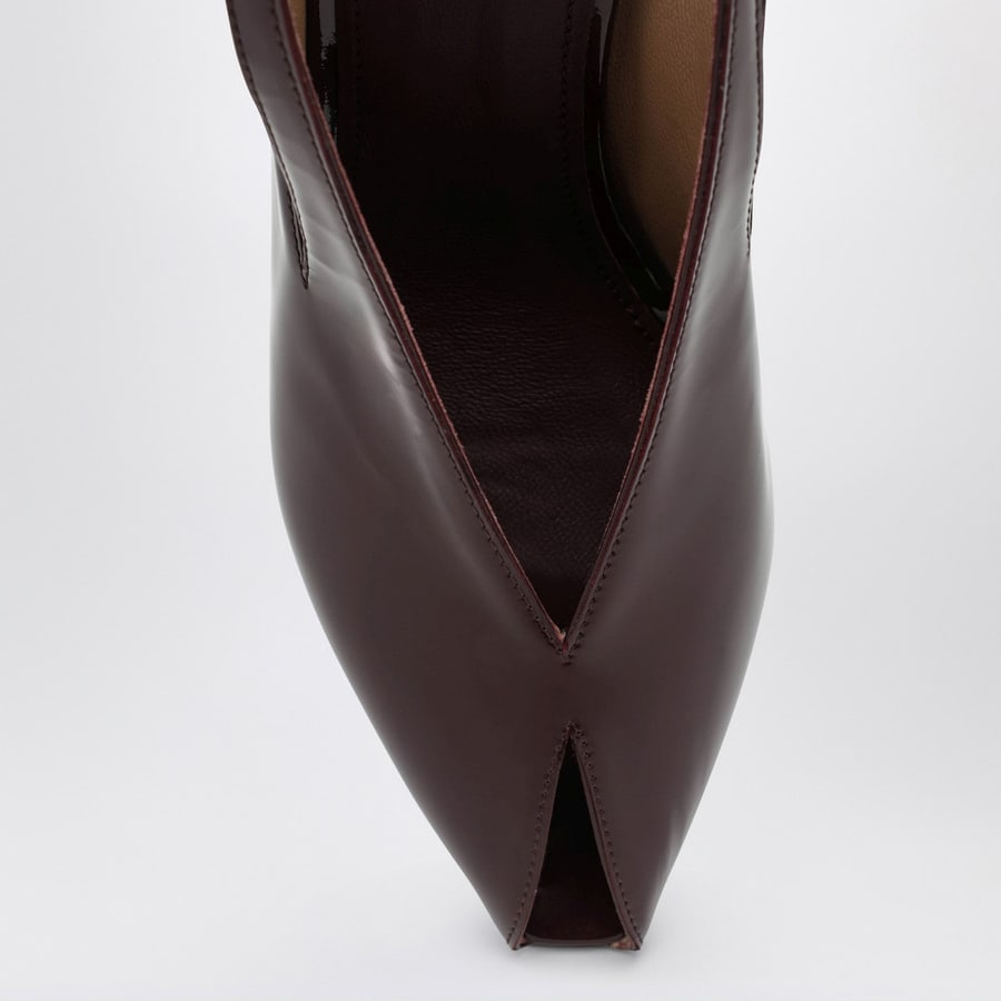 Ferragamo Sandalo peep toe con zeppa bordeaux, view 3