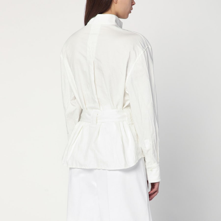 Ferragamo Camicia con cintura bianca in misto cotone, view 3