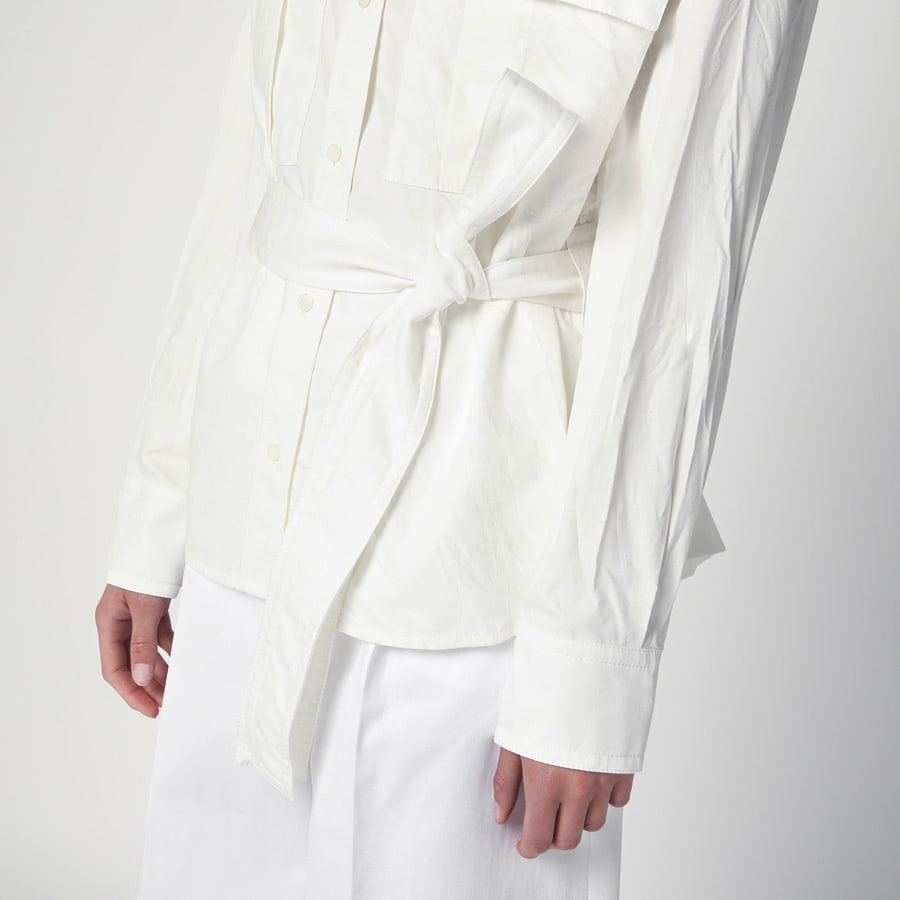 Ferragamo Camicia con cintura bianca in misto cotone, view 4