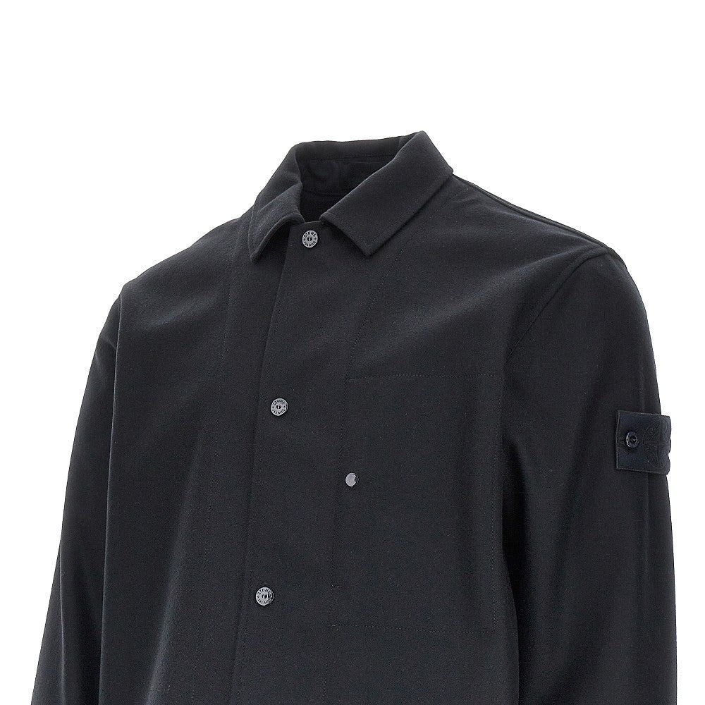 Stone Island Overshirt in panno di misto lana vergine, view 2