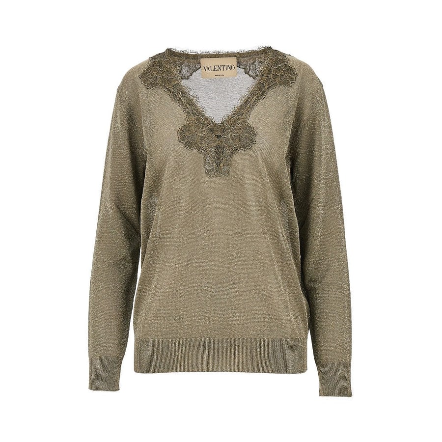 VALENTINO Pullover lurex con pizzo