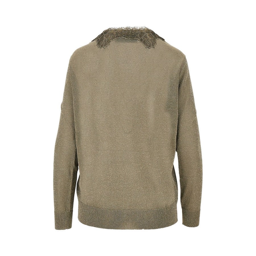 VALENTINO Pullover lurex con pizzo, view 3