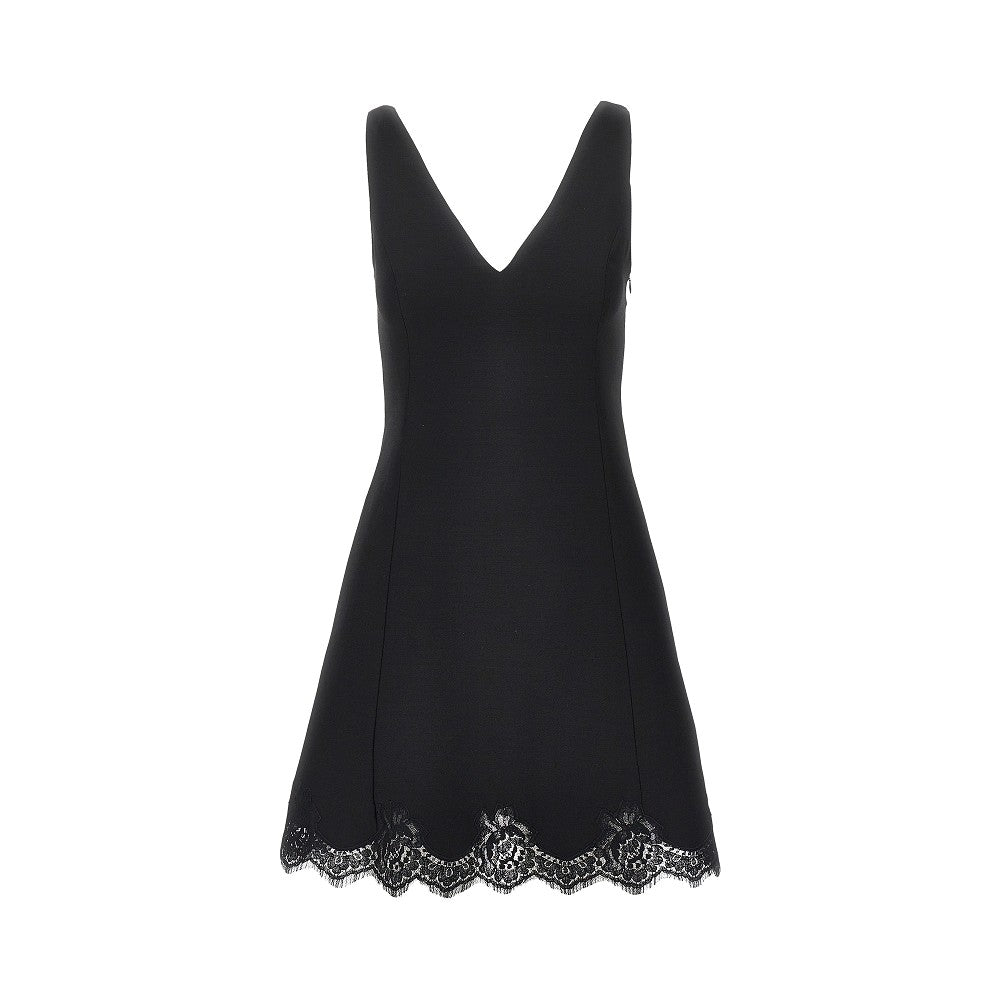 VALENTINO Mini abito in Crepe Couture con pizzo