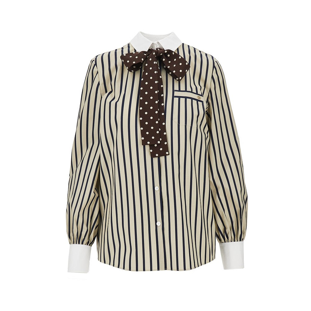 VALENTINO Camicia a righe con fiocco in seta
