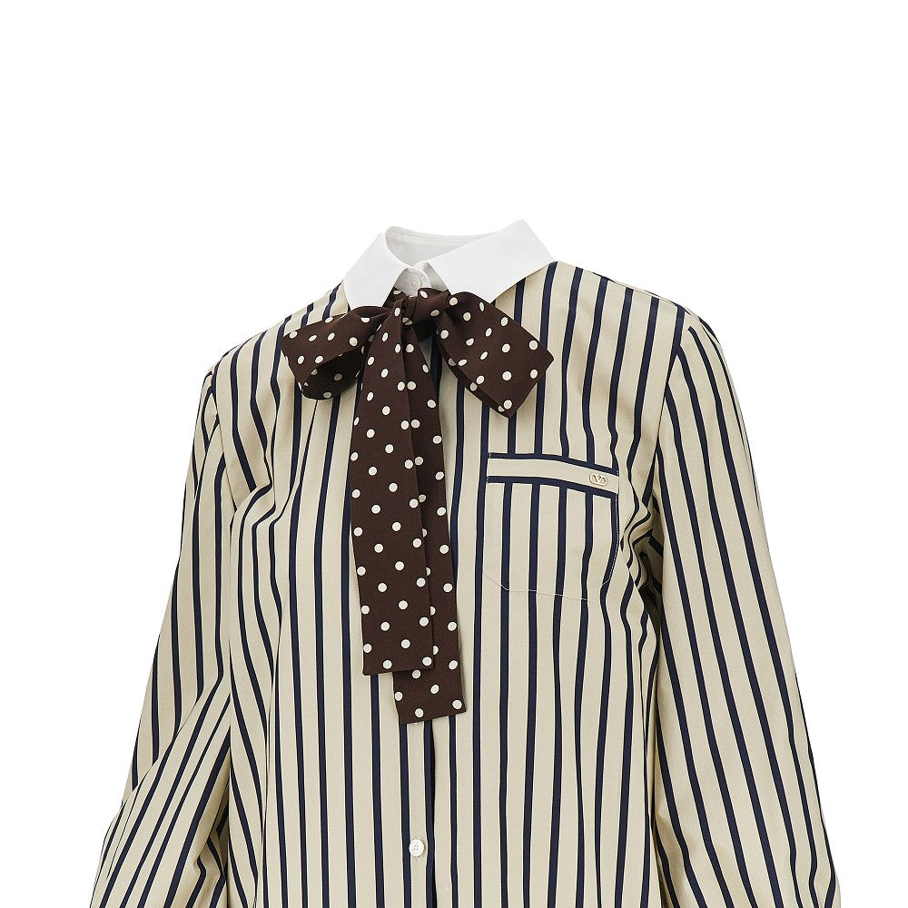 VALENTINO Camicia a righe con fiocco in seta, view 2
