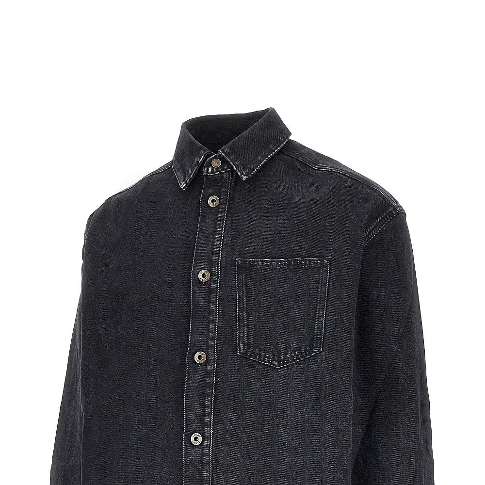 Loewe Overshirt in denim con ricamo Anagram, view 2