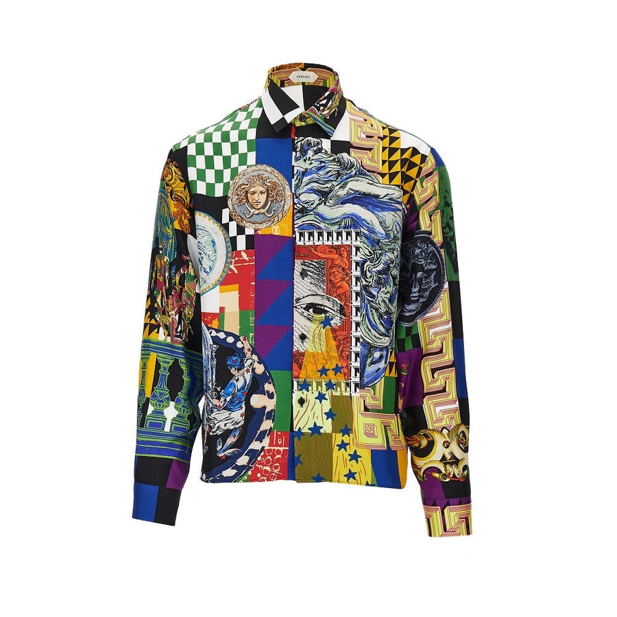 Versace Camicia in twill di seta stampato
