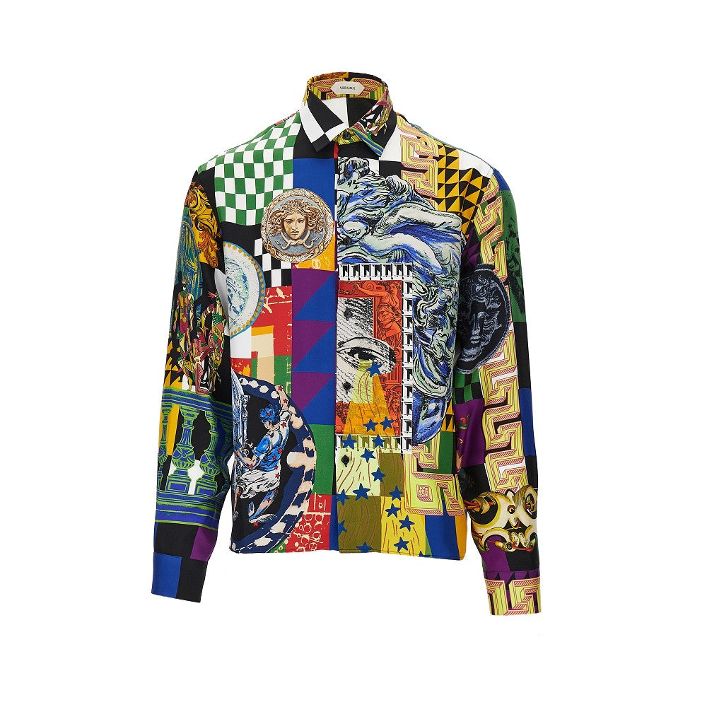 Versace Camicia in twill di seta stampato