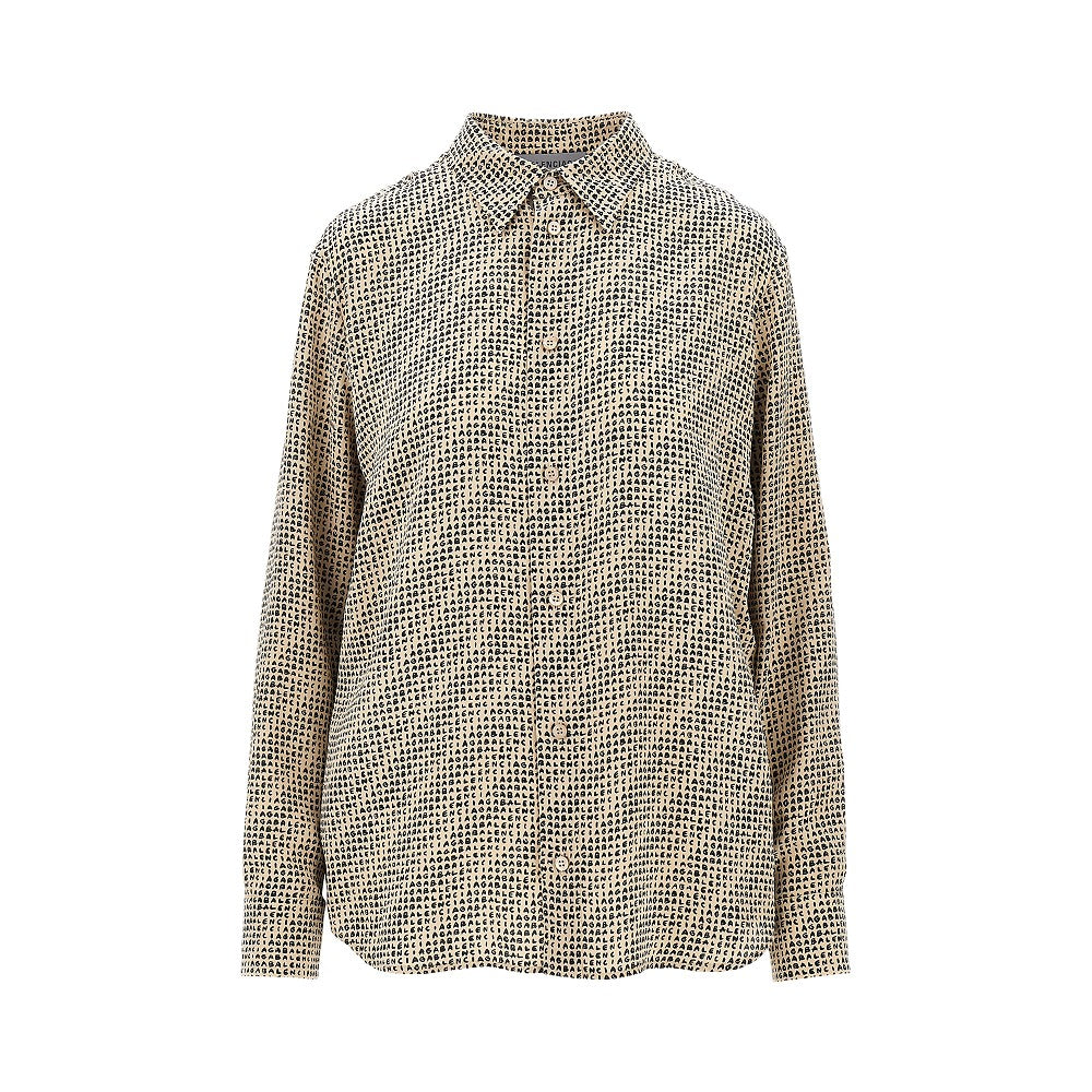 Balenciaga Camicia in crêpe di seta con stampa Monogram
