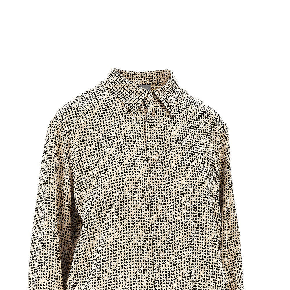Balenciaga Camicia in crêpe di seta con stampa Monogram, view 2