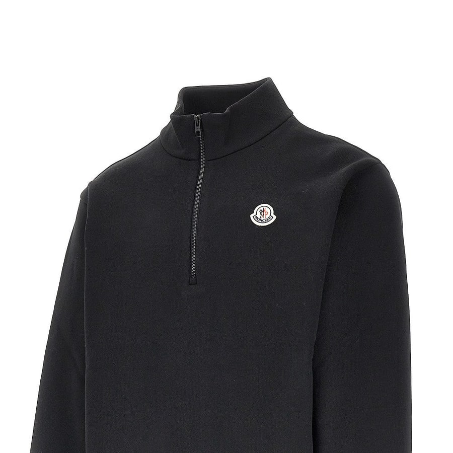 Moncler Felpa in cotone con patch logo, view 2