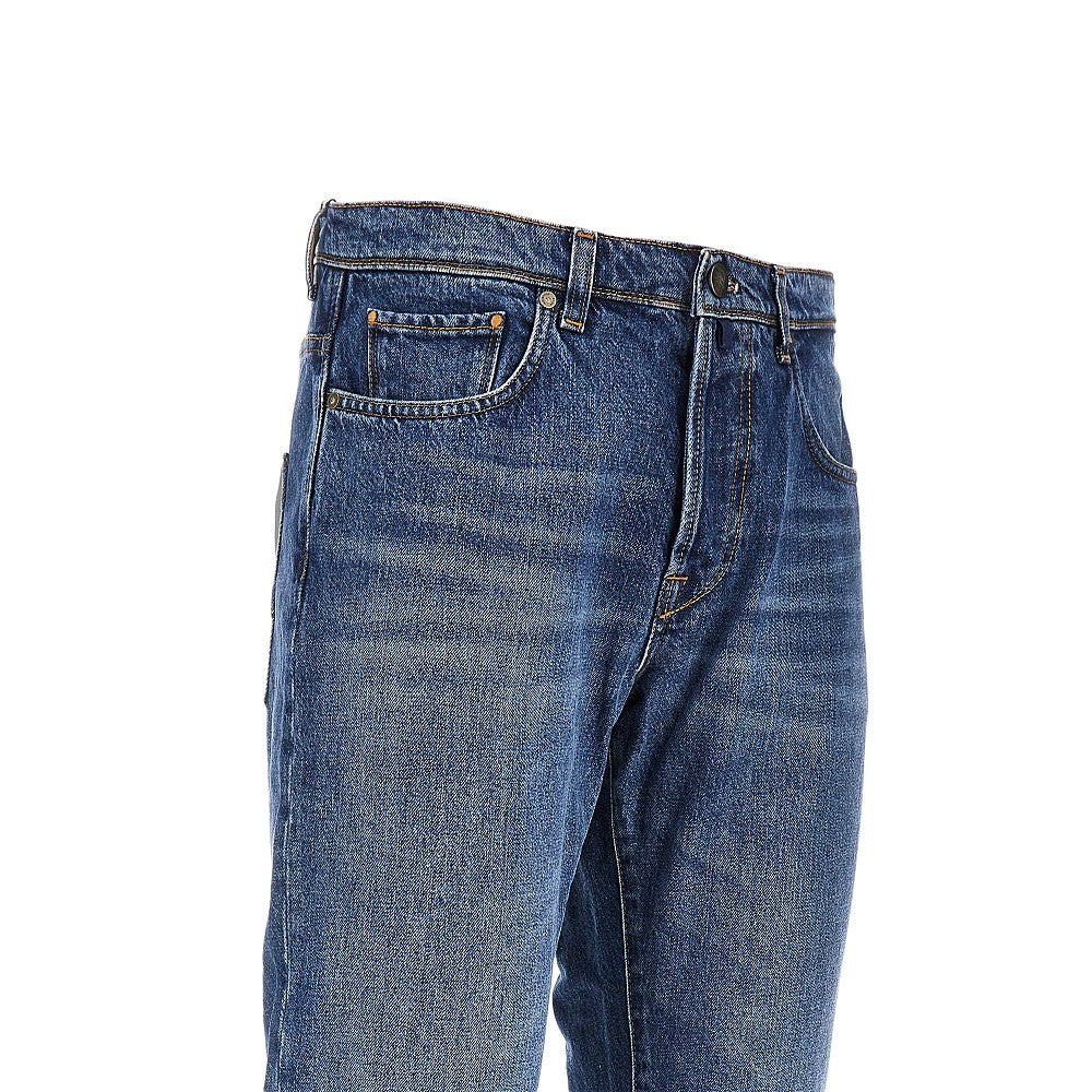 INCOTEX Jeans tapered fit in denim di cotone, view 2