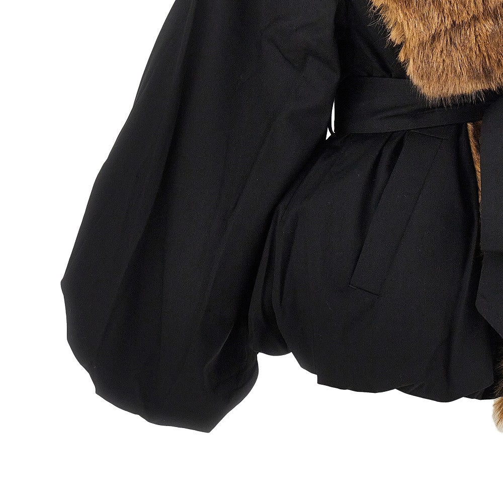 ROTATE Giacca in twill con collo in ecopelliccia, view 2