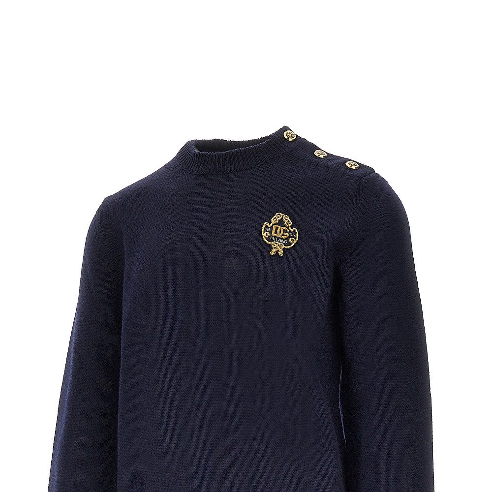 Dolce & Gabbana Pullover in lana con patch ricamato, view 2