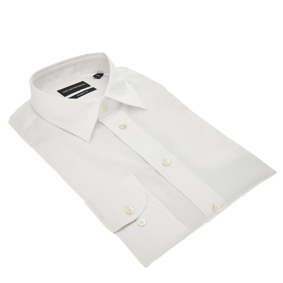 Emporio Armani Camicia Modern Fit in cotone jacquard, view 2