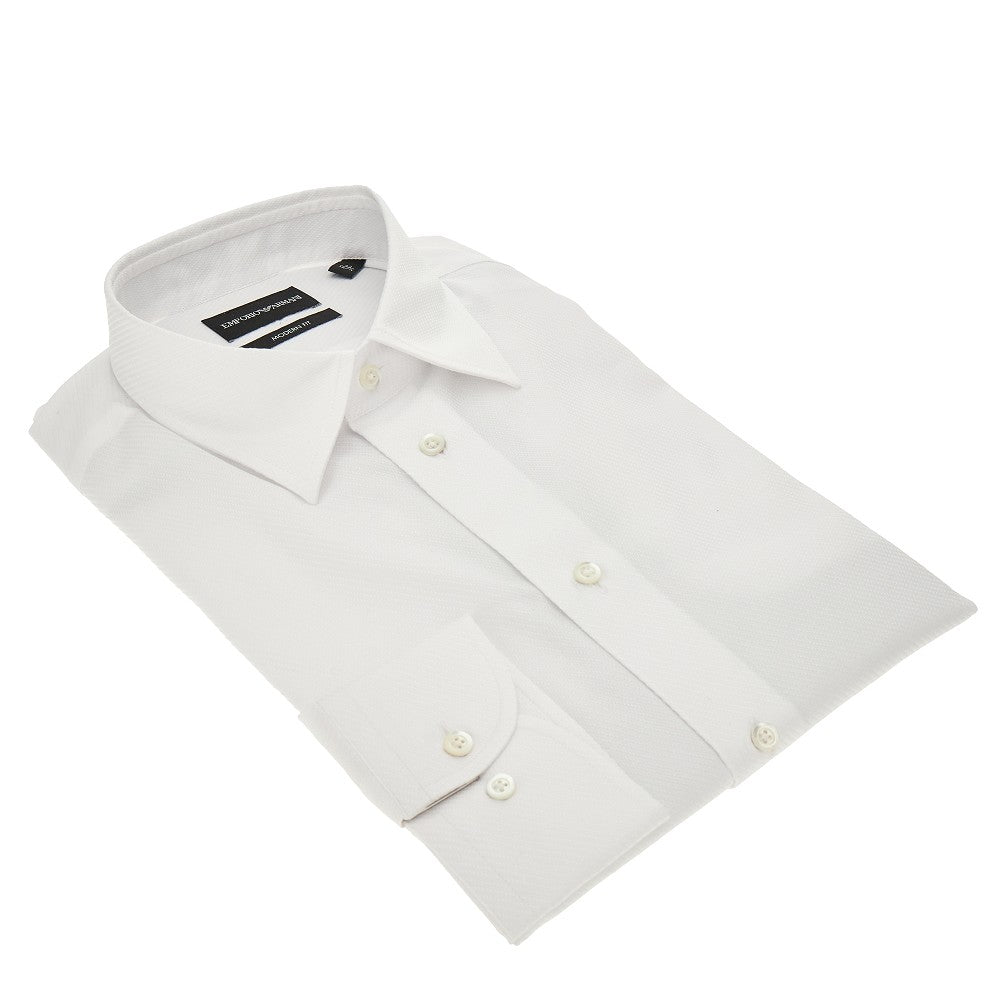 Emporio Armani Camicia Modern Fit in cotone jacquard, view 2