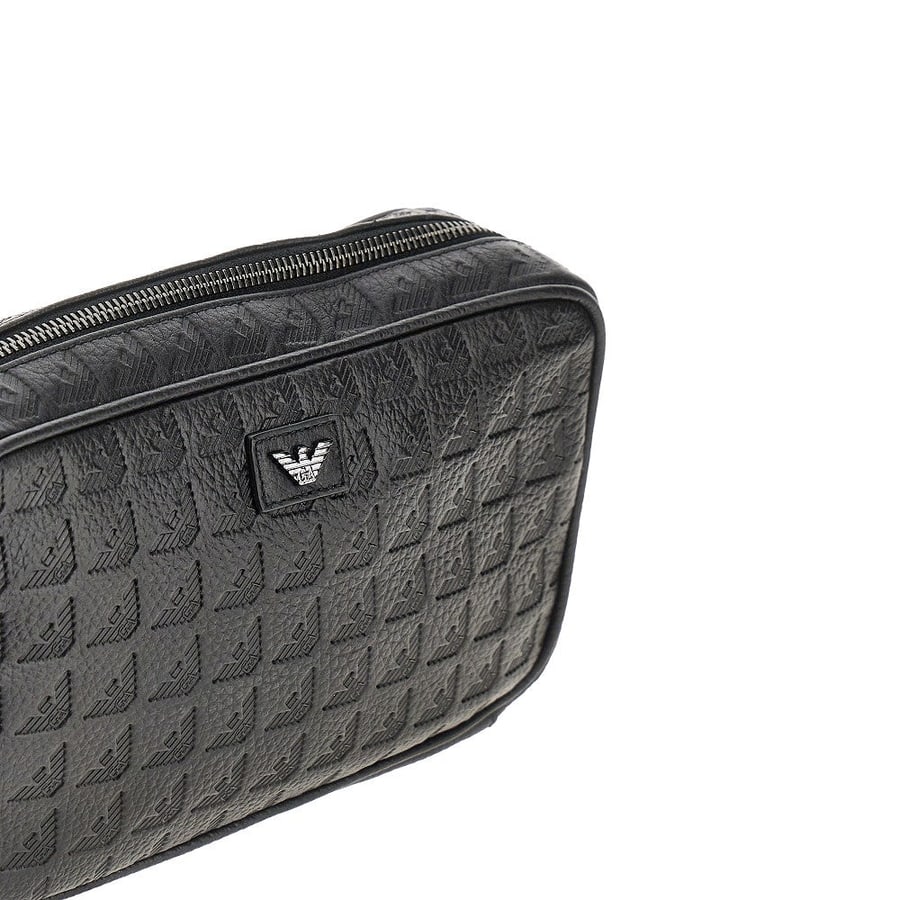 Emporio Armani Pouch in pelle goffrata Eagle, view 4