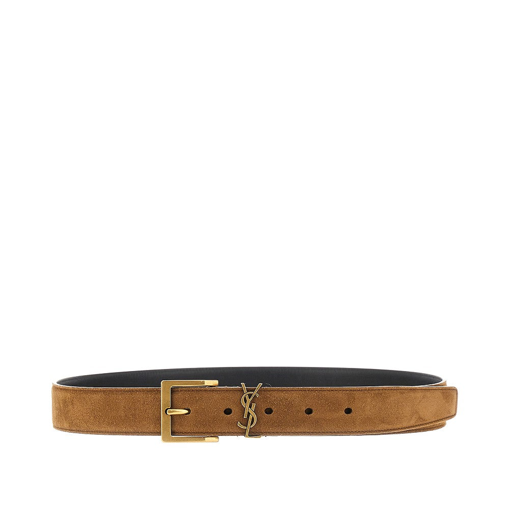 Saint Laurent Cintura in pelle con logo Cassandre