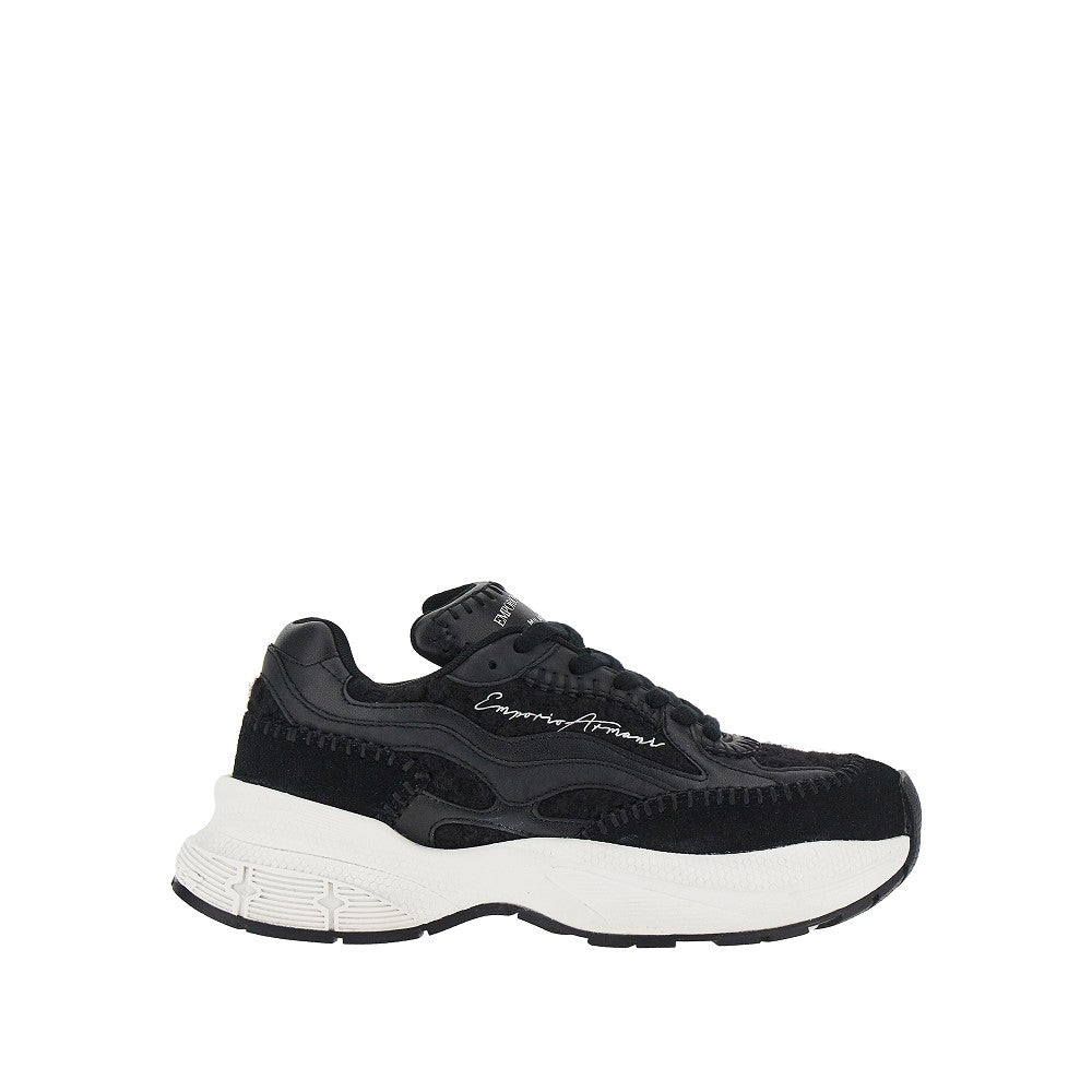 Emporio Armani Sneakers in maglia con dettagli in similpelle