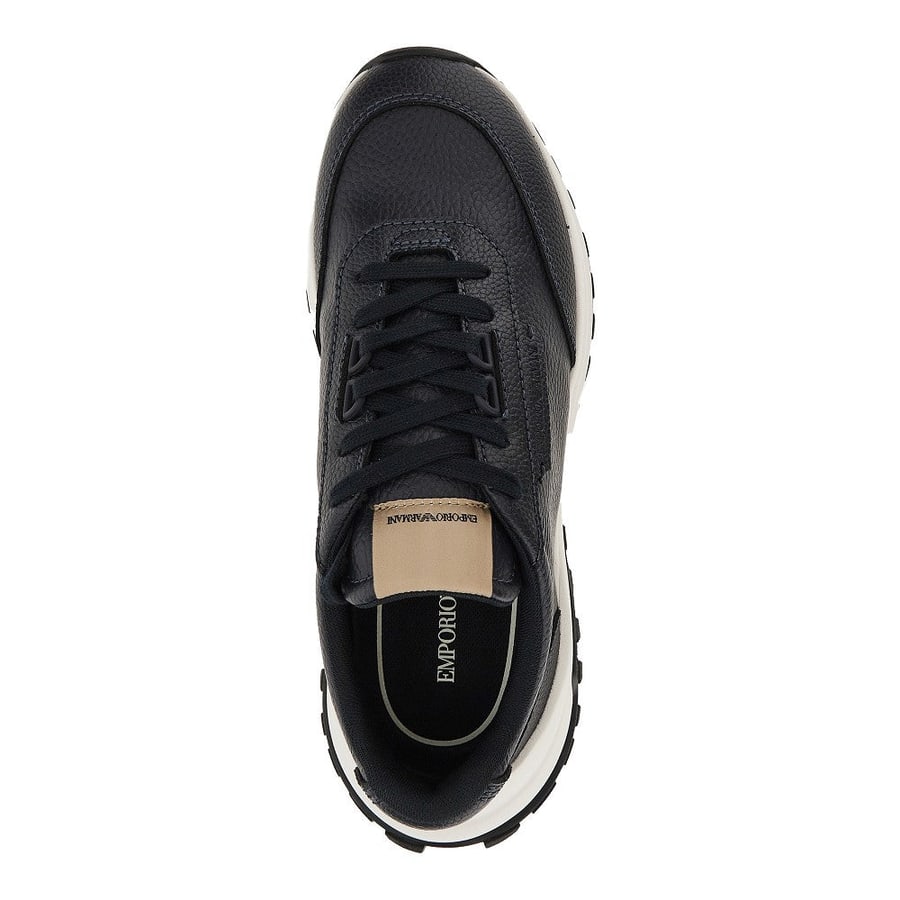 Emporio Armani Sneakers in pelle granata con logo, view 4