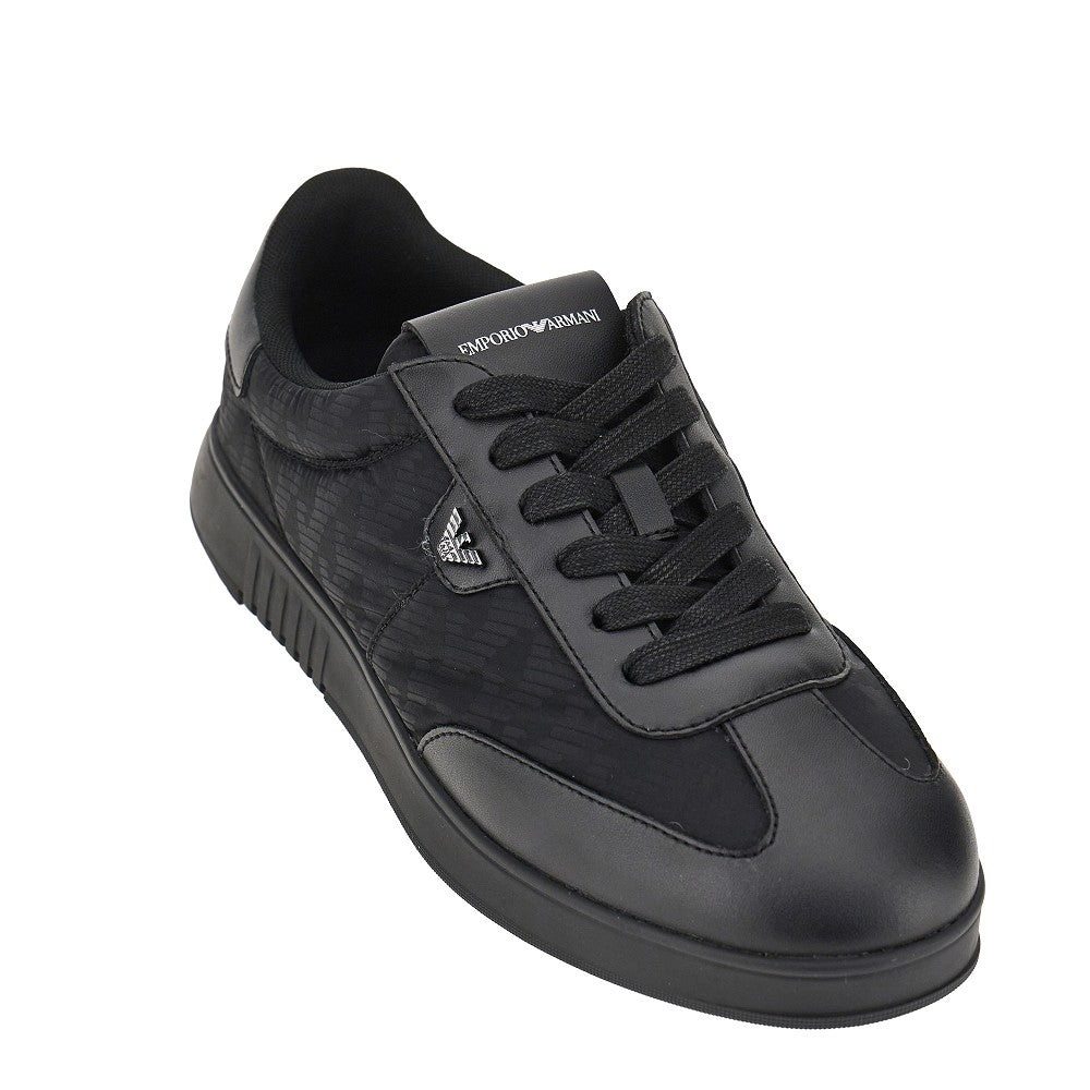 Emporio Armani Sneakers in pelle e nylon con logo Eagle, view 2
