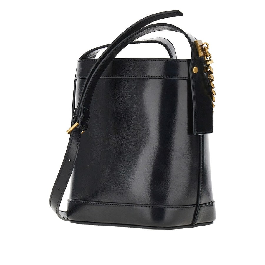 Versace Borsa a secchiello in pelle con patch Medusa, view 2