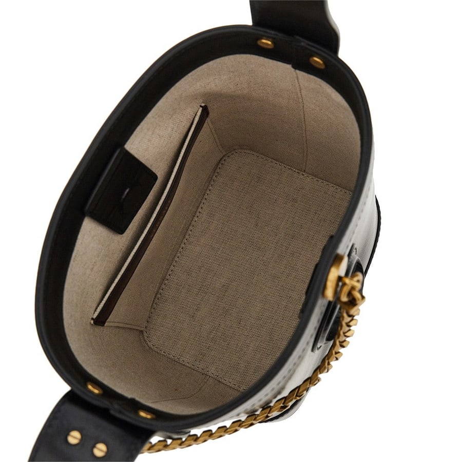 Versace Borsa a secchiello in pelle con patch Medusa, view 3