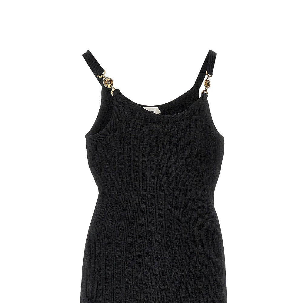 Versace Abito midi in maglia con dettaglio Medusa, view 2