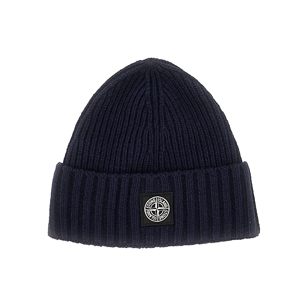 Stone Island Beanie in maglia con patch logo