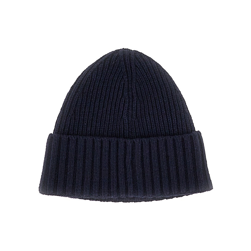 Stone Island Beanie in maglia con patch logo, view 2