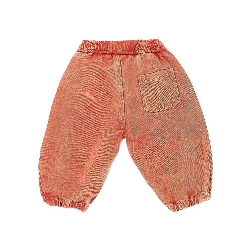BOBO CHOSES Pantalone in denim con patch logo, view 2