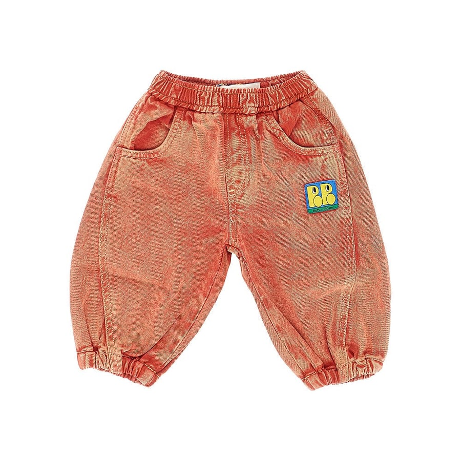 BOBO CHOSES Pantalone in denim con patch logo