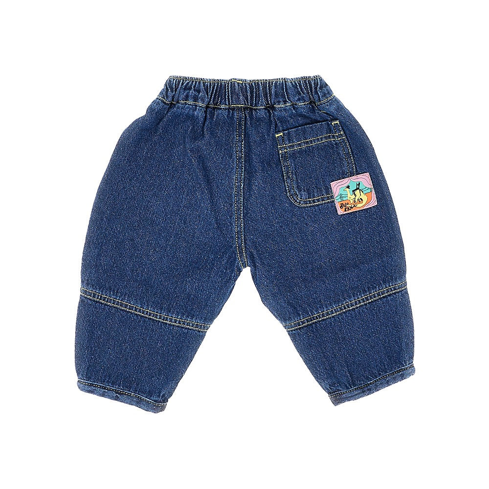 BOBO CHOSES Pantalone in denim con ricamo logo, view 2