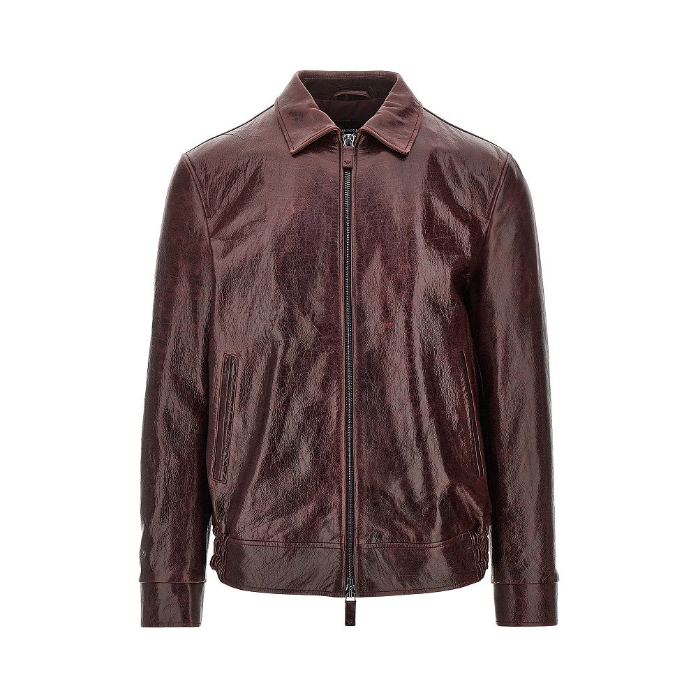 Emporio Armani Giacca in pelle effetto rugoso