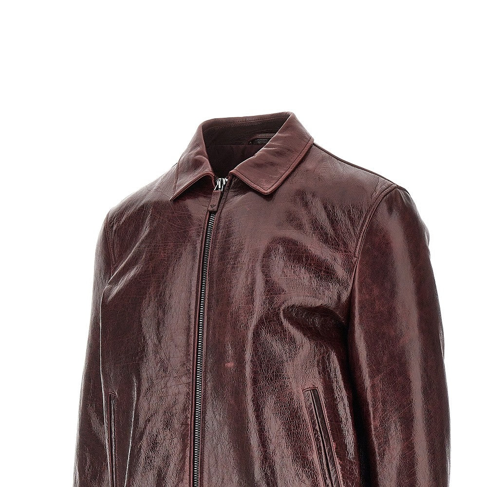 Emporio Armani Giacca in pelle effetto rugoso, view 2