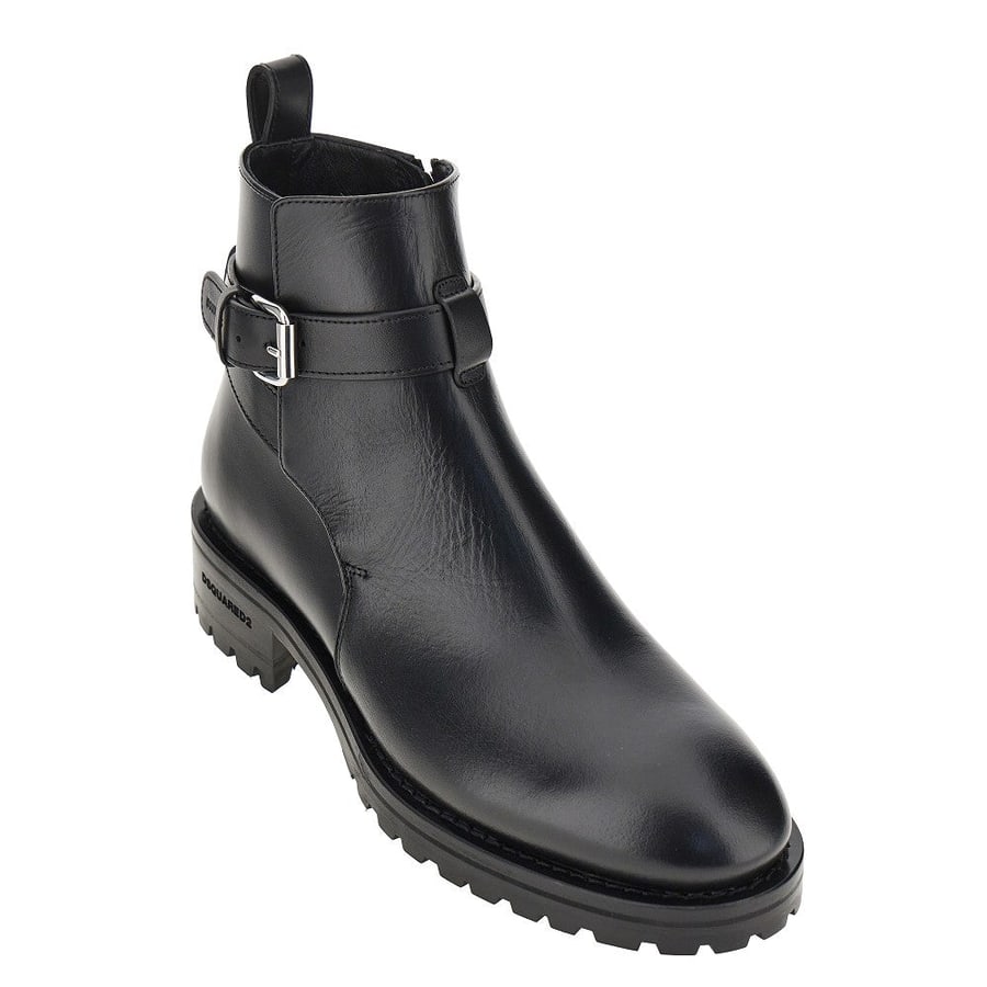 Dsquared2 Stivaletti in pelle con logo impresso, view 2
